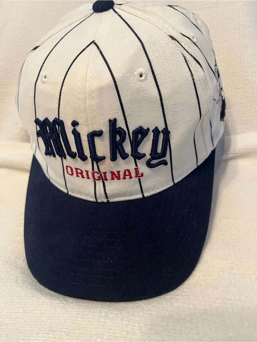 Disney ‘Mickey Original’ pinstripe Baseball Cap. Vintage 1990 from Goofy’s Hat